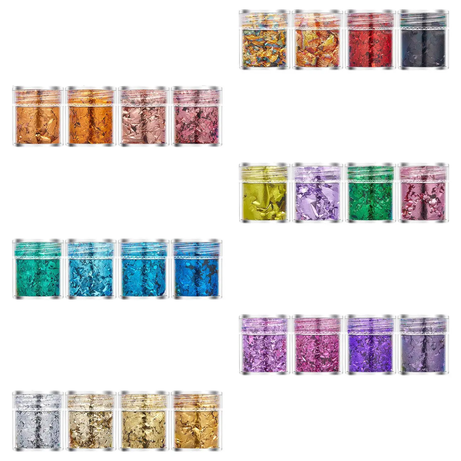 4 pezzi di lamina per nail art scaglie irregolari fai da te 3D per unghie sottili coriandoli lucidi Plutone oro