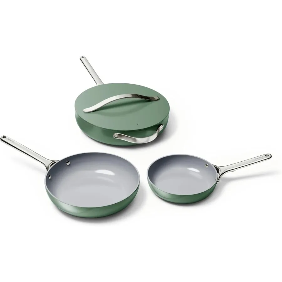 

4Piece Fry Pan Set NonStick Frying Pans 10.5 and 8 and NonStick Sauté Pan Non Toxic PTFE and PFOA Free Oven Safe and Compatible