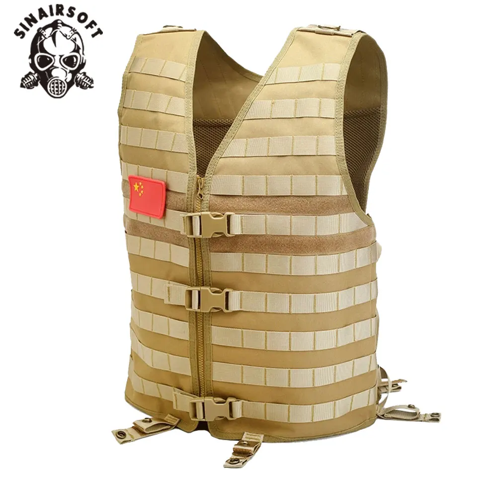 Tactical Molle Modular Nylon Vest With Hidden Mesh Hydration Pocket Outdoor Sport Fishing Safety Vests Hunting Combat Equipment