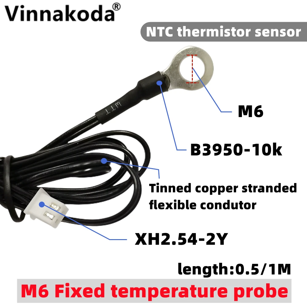 

M6 surface fixed temperature probe NTC -10K B3950 1% thermistor negative temperature coefficient probe 1M
