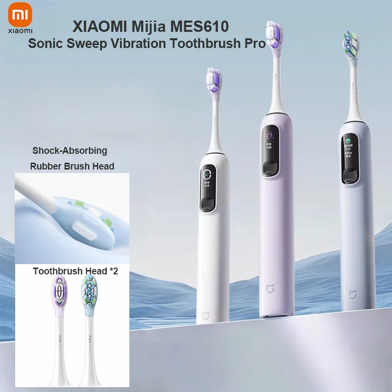 

XIAOMI Mijia Sonic Sweep Вибрационная зубная щетка Pro MES610, 2 амортизирующие насадки, интеллектуальная очистка зубов, обратная связь, 4 режима