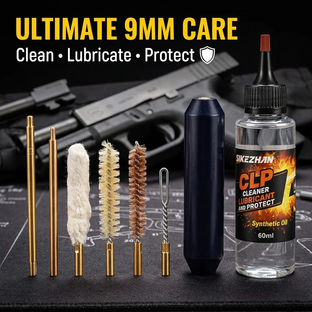 Kit de Limpieza de Pistola de 9 mm, .38, .357 Cal, Juego de Herramientas de Limpieza de Pistola Portátil de 8 Piezas con Cepillos de Varilla, Kit de Mantenimiento de Pistola de Bolsillo