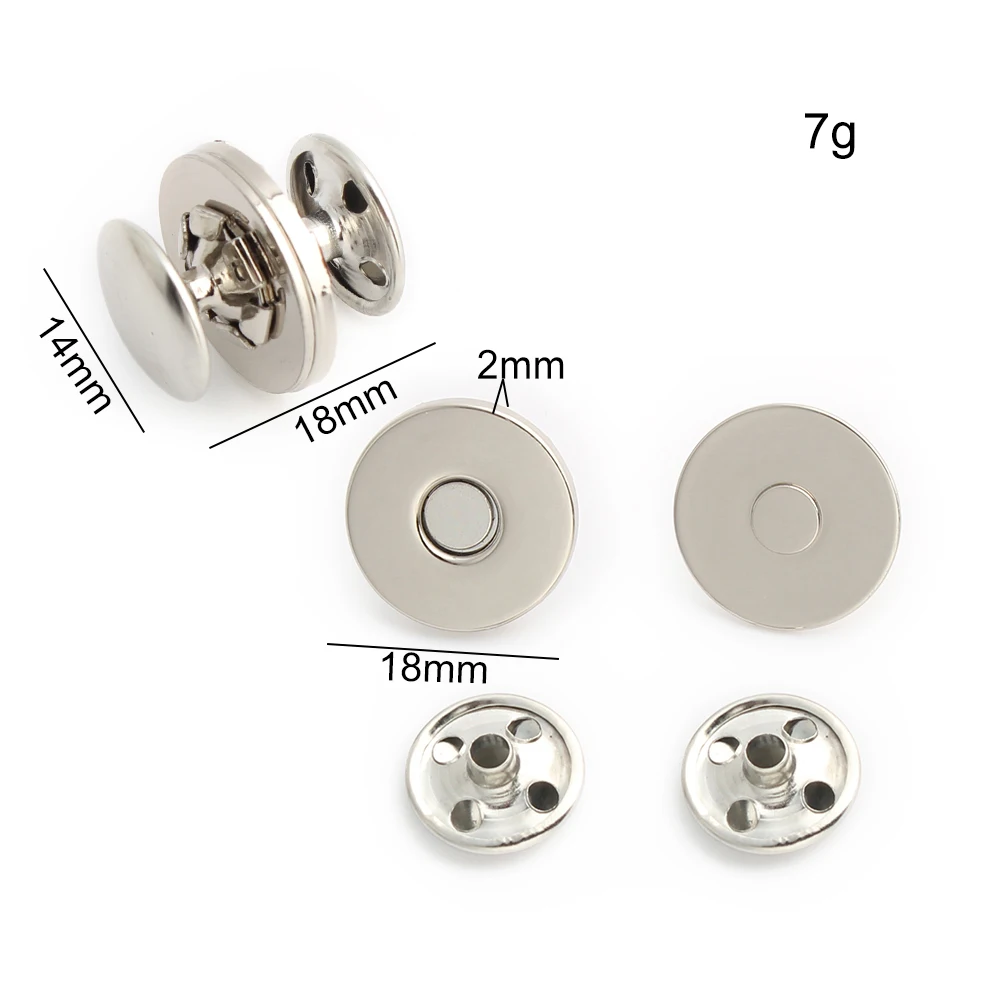 10/30/200PCS 14/18mm Thick Metal Double Rivet Magnetic Clasps Buttons Fastener For Handbag Bags Purse Press Buckle Accessories