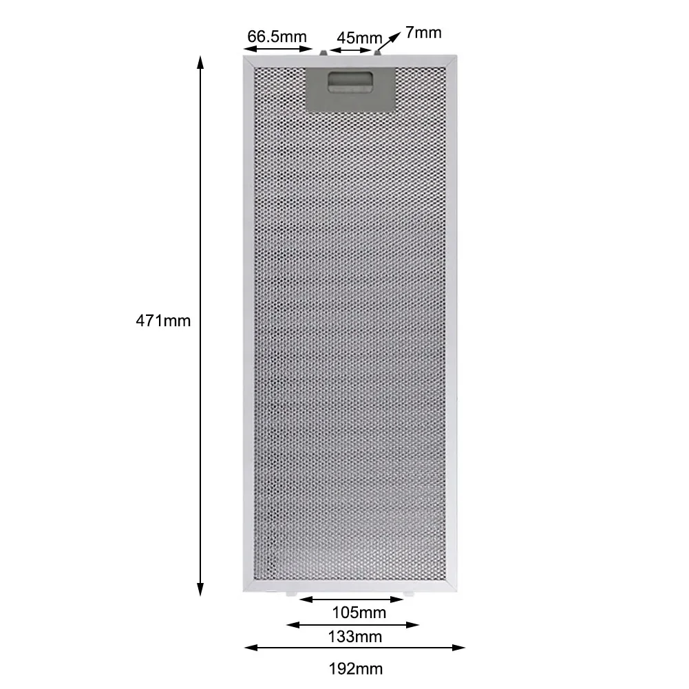 Серебряные фильтры для капота, металлический сетчатый фильтр для вытяжки, вентиляция 192X471X9 мм, фильтр для смазки кухонной вытяжки