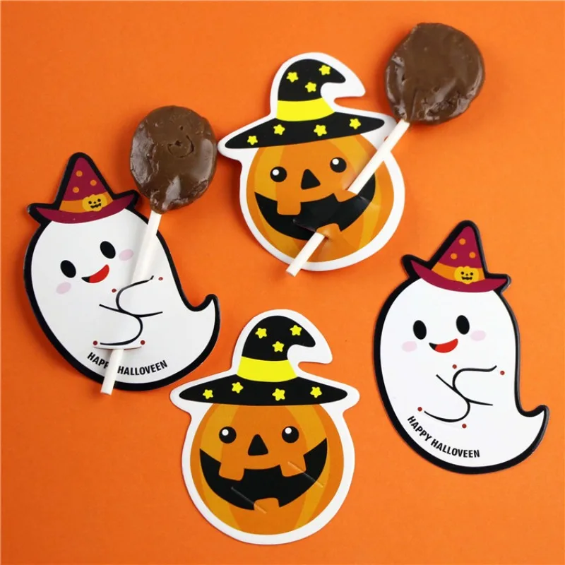 50PCS Christmas Halloween Candy Package Card Ghost Pumpkin Holder Biscuits Decoration Kids Gift Home DIY Supplies