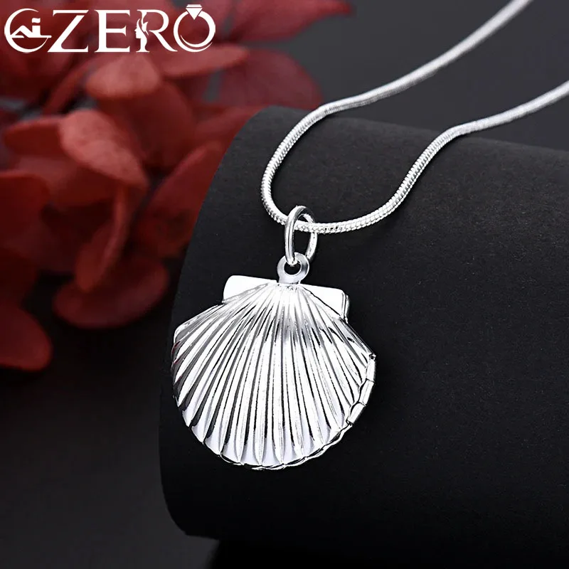 New Arrive 40-75cm 925 Sterling Silver seashell Photo open Frame Necklace Snake Chain For Woman Man Wedding Jewelry wholesale