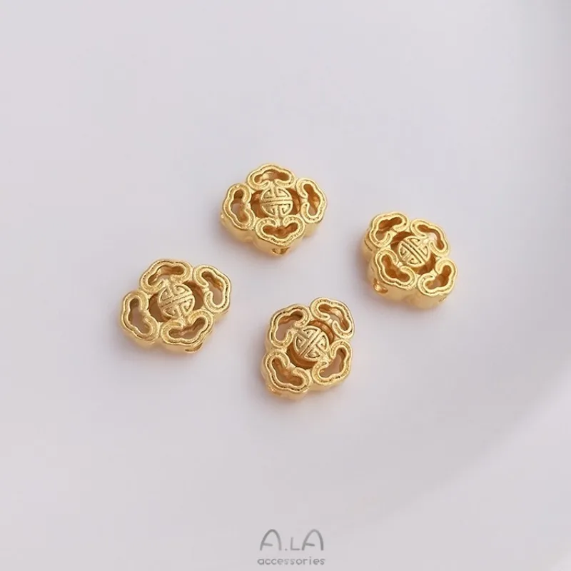 Sand Gold Flat Barrel-shaped Lion-dancing Gourd Bead-separated Passepartout Pendant Handmade DIY Jewelry With Bead Accessories