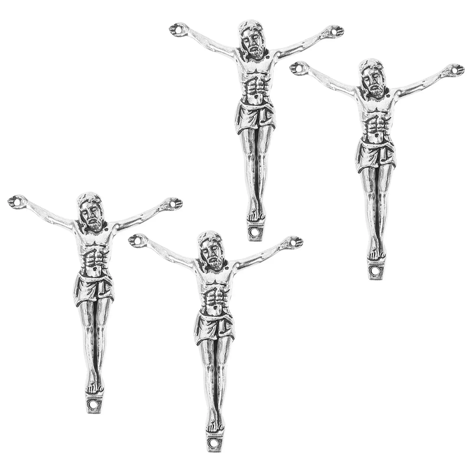 

Набор из 4 подвесок-крестов из сплава, цельные кресты-распятия, серебряные, для религиозных украшений, католический декор, праздничные принадлежности