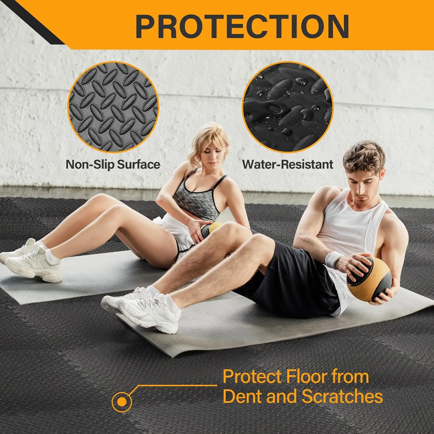 Puzzle Exercise Mat Gym Flooring Mat Interlocking Foam Mat 24 Tiles 3/4\'\' Extra Thick Floor