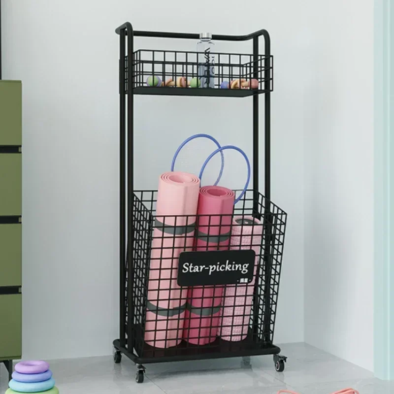 Large Capacity Multifunctional Storage Rack for Yoga Mat, Iron Frame, Belt Wheels Nordic Simple, Household, Multifunctional, Loc