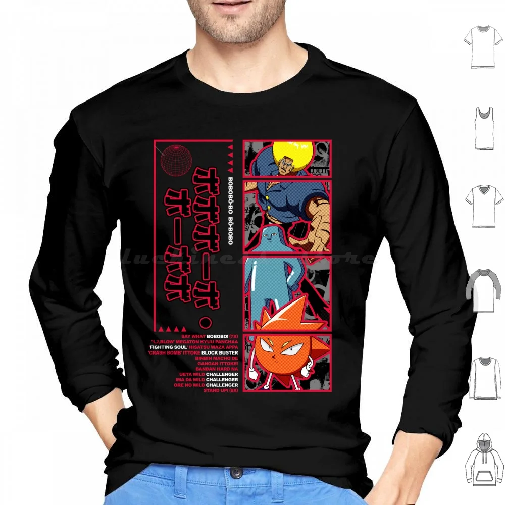 Bobobo Brutalismo Anime Ultimate Manga sudaderas con capucha de manga larga Don Patch Tenosuke Anime Manga divertida mordaza Absurd cultura japonesa