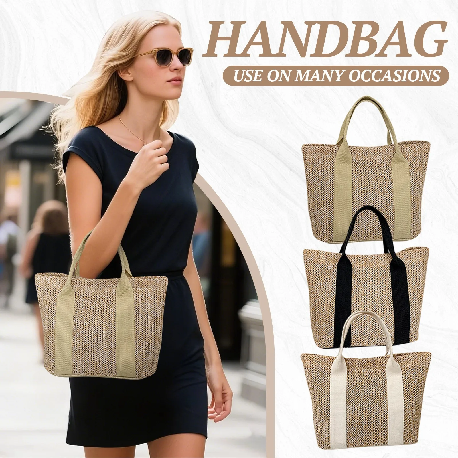 

Woven Shoulder Bag For Women Beach Straw Bag Large Capacity Bag Summer Ladies Small Fresh Travel And Vacation Versatile Handbag