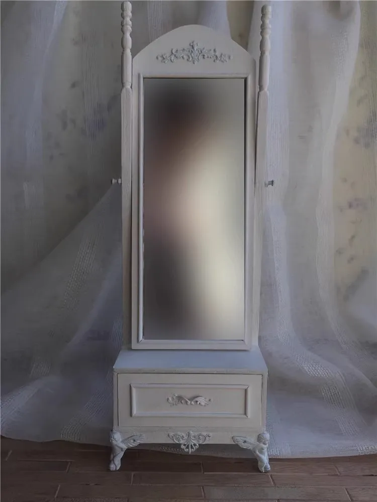 1:6 1:8 Domek dla lalek Mini model Akcesoria meblowe Retro Gablota Pełne lustro Bjd Blyth Żołnierz Lol miniaturowy wystrój