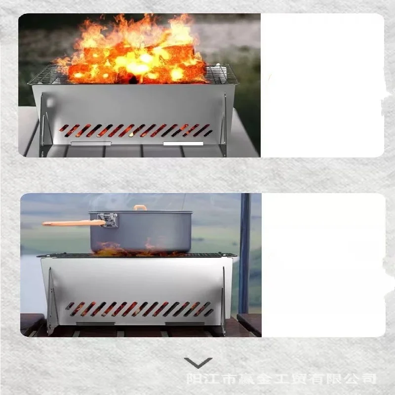 Outdoor Camping Household Barbecue Cooking Grill Stainless Steel Card Stove Portable Multi Grill with Durable Storage Carry Bag