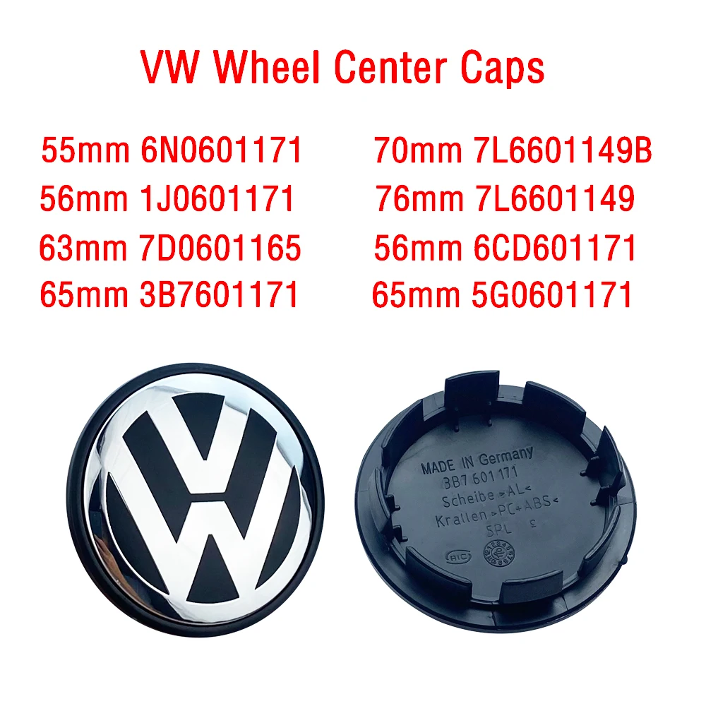 100pcs ABS 56mm/65mm/66mm Car Styling Wheel Center Cap Hub Covers Badge Accessories For VW Volkswagen Golf 6CD601171 5G0601171