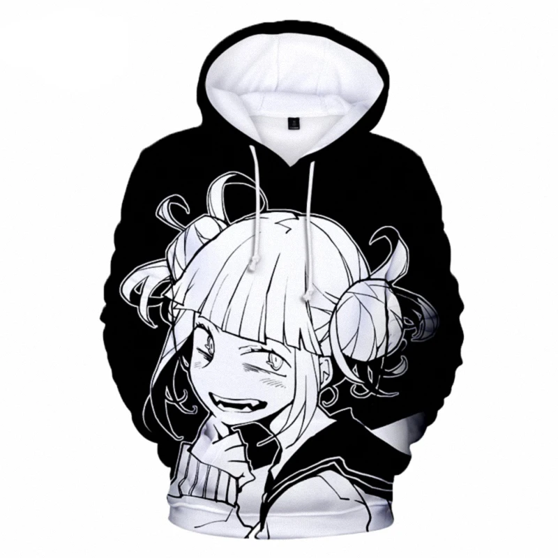 Homens e mulheres Himiko Toga Anime Hoodies, pulôver casual, moletons My Hero Academia, com capuz Harajuku, High Street, moda