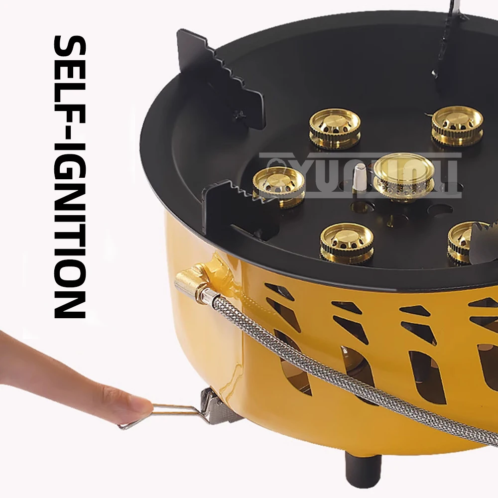 7-hole Fierce Fire Stove, Portable Windproof Gas Stove, Camping Car Stove, Outdoor Cooking Utensils