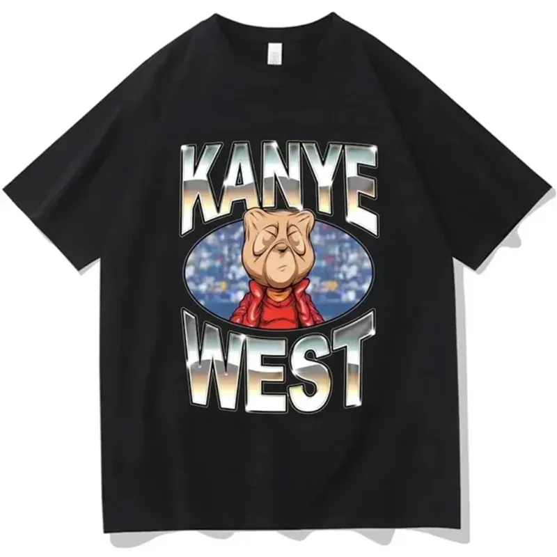 Funny Kanye West Men's and Women's Retro Hip Hop Rap Style Cotton Printed T-shirt New Street Personalized Casual T-shirt