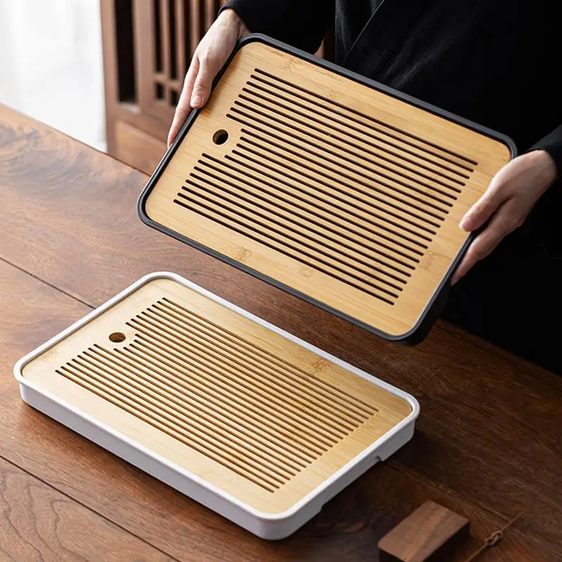 صينية شاي عصرية بسيطة للمكتب مع صحن تصريف، للاستخدام المنزلي، فاخرة وصغيرة الحجم، لتخزين الماء، طاولة شاي، طقم شاي قونغفو، صي... #3