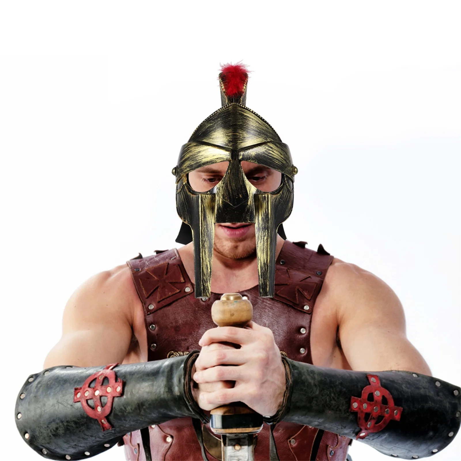 Soldier Helmets Warriorhelmet Adult Roman Costume Men Festive Party Supplies Cosplay Templar Knight Halloween Accessories