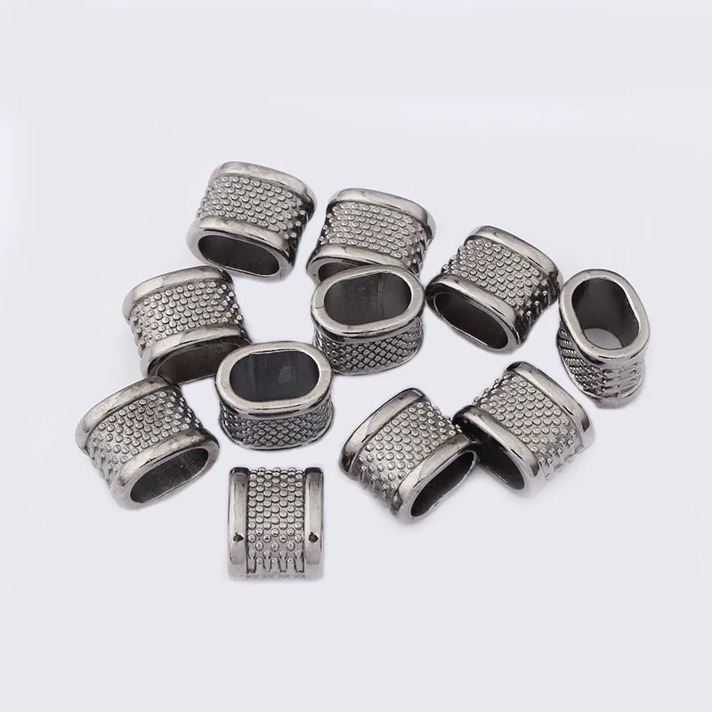 10Pcs Gun Black Color Flat Slide Spacer Beads 11x7mm Hole Beads For Flat Leather Cord Bracelet Necklace DIY Jewelry Making