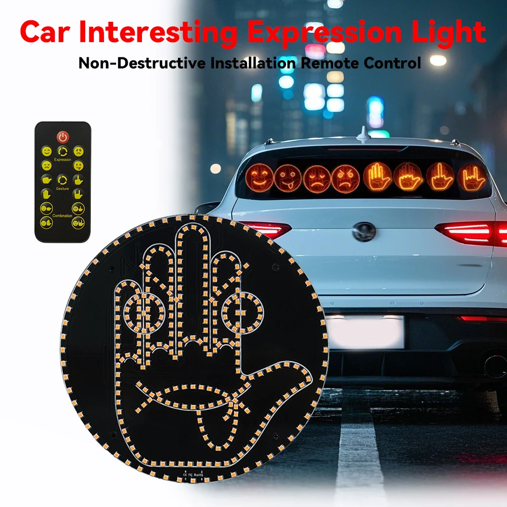 

Creative Fun Gesture Lamp Car Interior Rear Windshield LED Hand Gesture Sign Middle Finger Sign Warning Brake Light