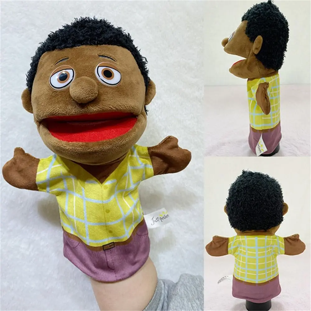 Family Hand Puppet Black Skin Open Mouth Father Mother Son Daughter Glove Kindergarten Educational Teaching Toy Dolls Kids Gifts