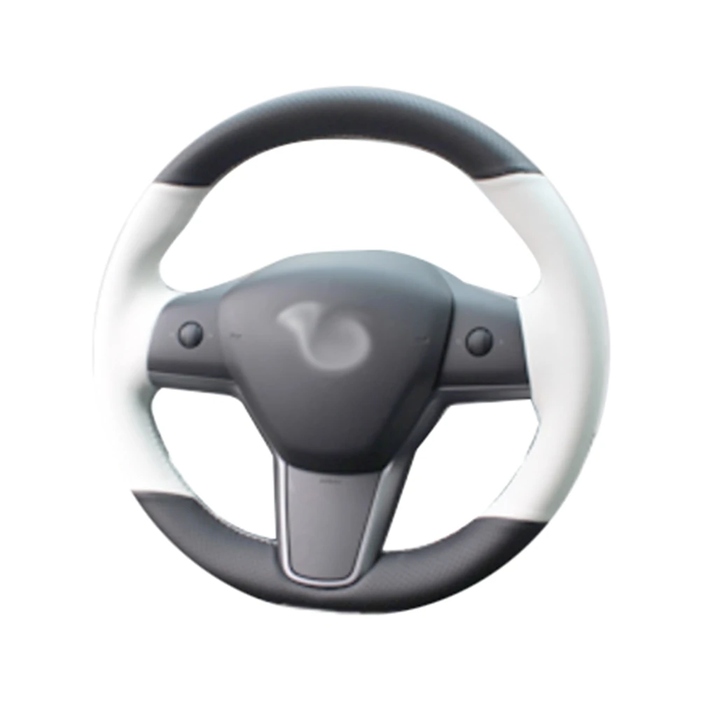 PU Auto Steering Wheel Cover Hand- on Wrap Fit for Model 3 Model Y