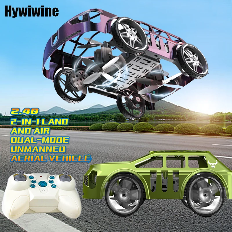RC Drone 2 In 1 Air-Ground Flying Car Remote Control Drone 2.4GHz 4CH Helicopter Headless Electric RC Vehicle Toys For Kids