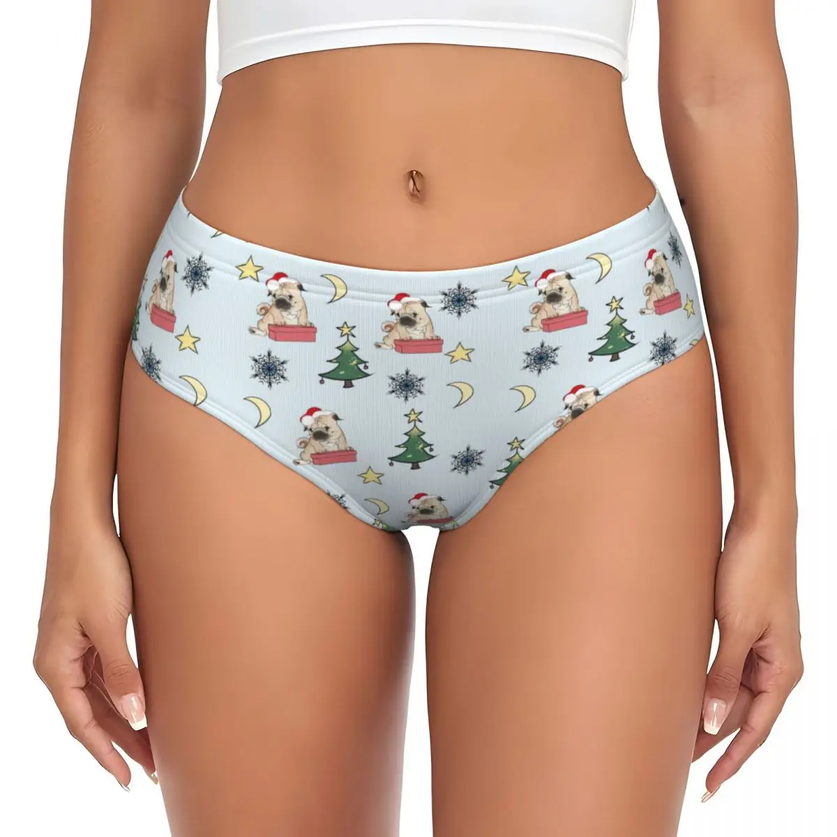 Custom French Bulldog Christmas Wallpaper Brief Panties Women Comfort Stretch Underwear