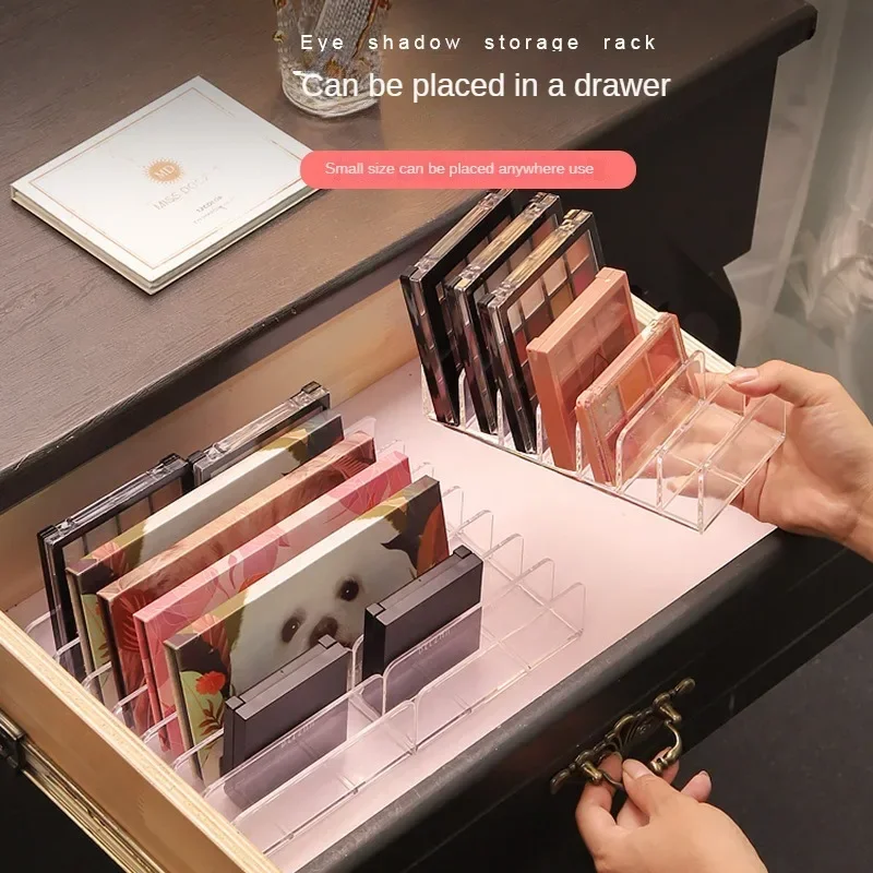 7-Compartment Transparent Makeup Organizer for Eyeshadow Palette and Cosmetics, Vanity Table and Bathroom Countertop Storage Box