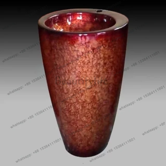 One-piece column basin, high-grade wood grain, artistic washbasin