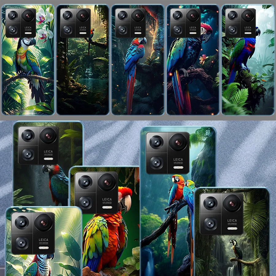 Parrot Bird Rainforest Cases Phone For Xiaomi Mi 13 12 12T 12X 11 Ultra 11T 11i 10 Lite 10T Pro 9 9T 8 CC9E 6X 5X A3 A2 A1 Soft