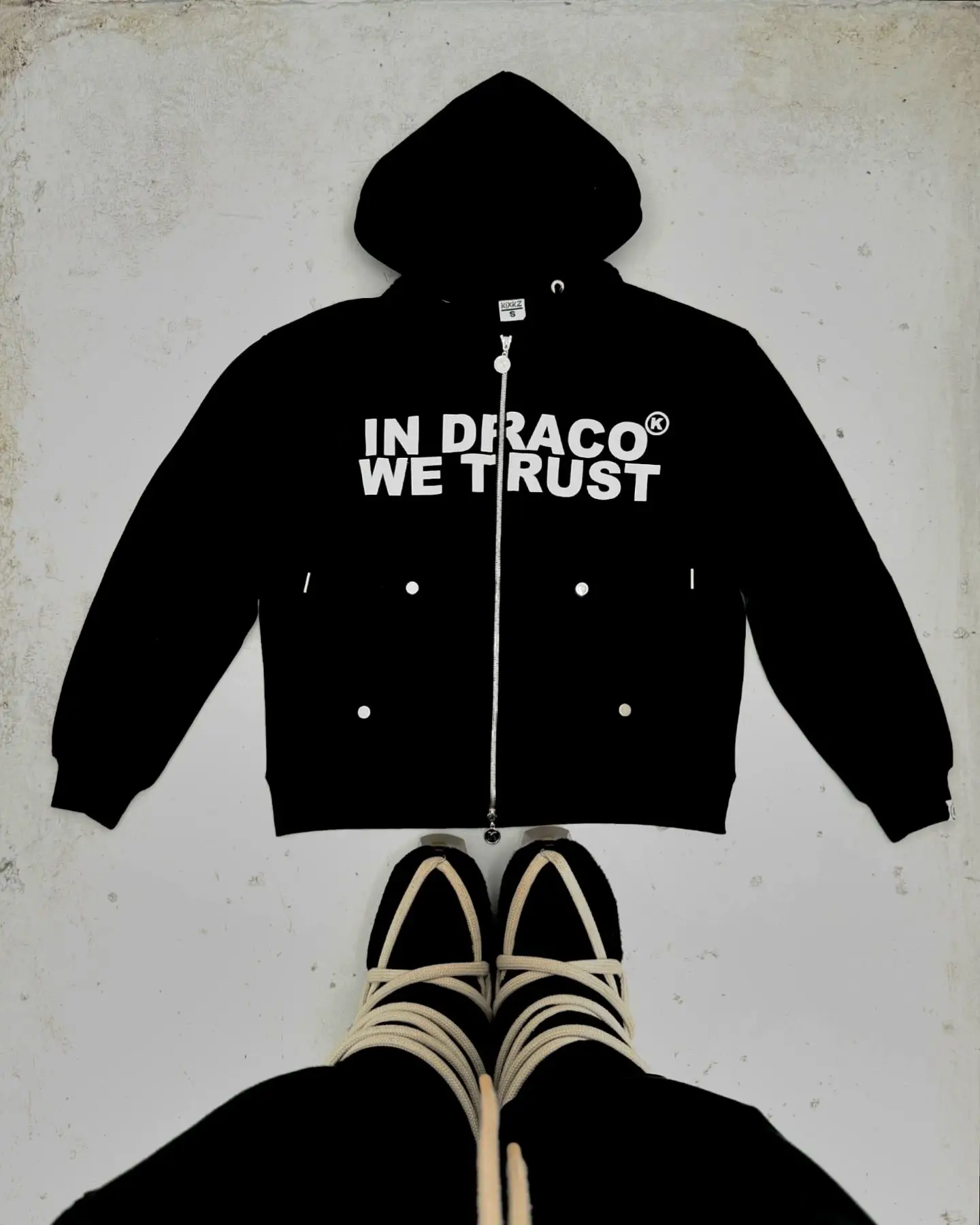 IN DRACO WE TRUST Brief Drucken Zip Up Hoodie Y2K Retro Mit Kapuze Männer Frauen Sweatshirts High Street Hip Hop Harajuku Streetwear