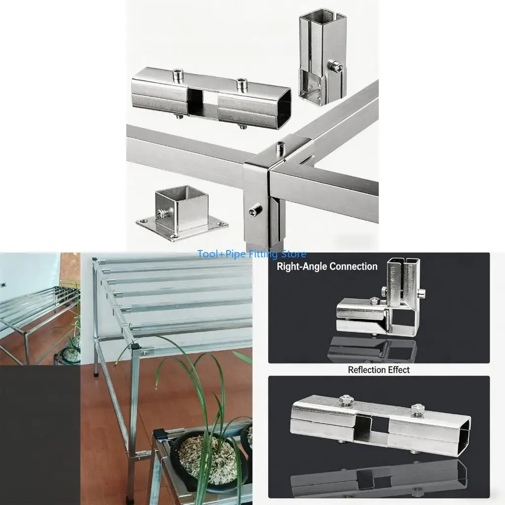 F92B Square Tube Connector Connection Fastener Stainless Steel 3 Way Elbow Pipe Fitting Connector Accessories Enduring