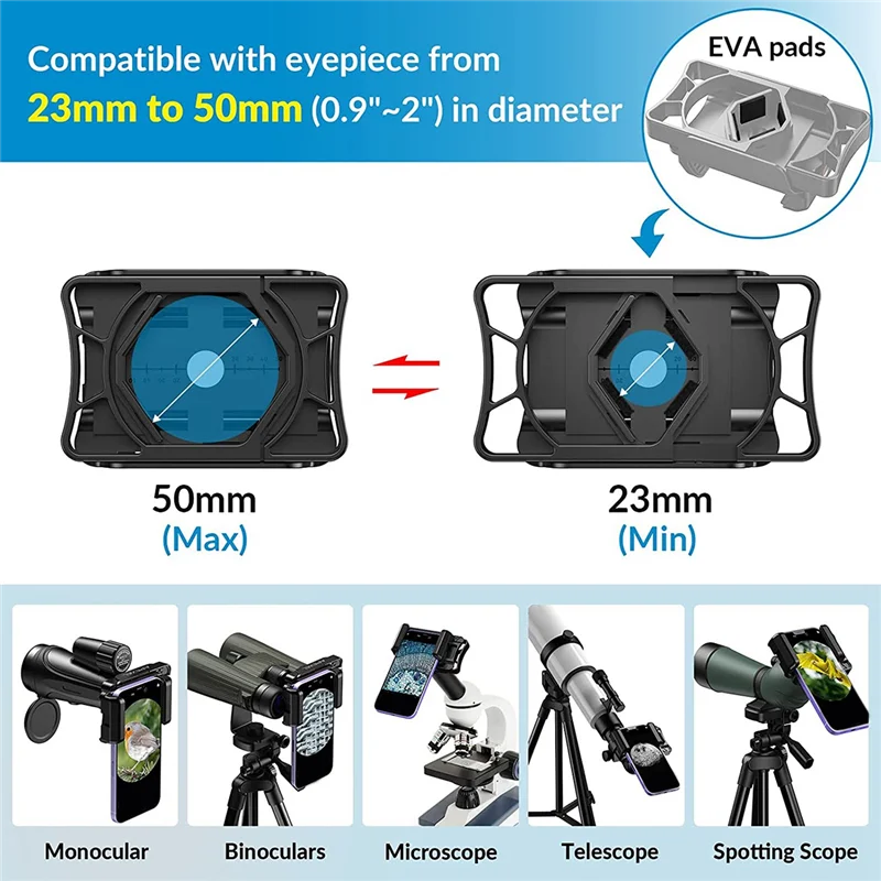 Telescope Phone Adapter, Universal Smartphone Telescope Adapter for Telescope, Monocular, Binocular, Microscope