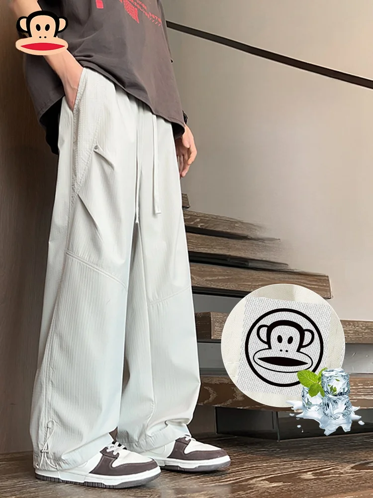 

PaulFrank Ice Silk Workwear Casual Pants Men's Summer Thin Qui Dry Loose Breathable Straight Leg Trousers Straight Leg Sle