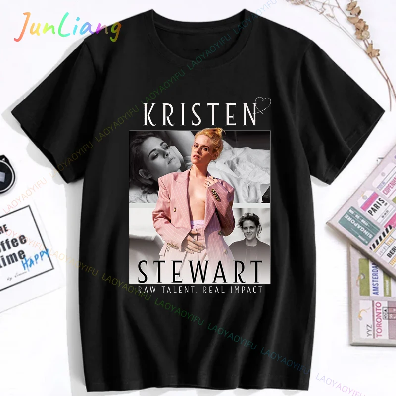 Kristen Stewart Herren bekleidung 2024 Fans Geschenk Frauen T-Shirts Schauspielerin Kris 100% Baumwolle lustiges Hemd T-Shirt Streetwear T-Shirt