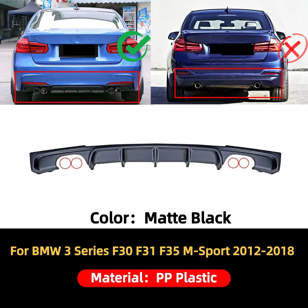 Achterbumperlip diffuser kin air dam protector trim tuning voor BMW 3 Serie F30 F31 F35 3 Serie 2012-2018 320i 335i M Sport