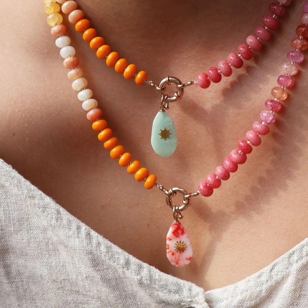 Creative Bohemia Flower Necklace Charms Jewelry Handmade Floral Chain Choker Colorful Beads Pendant Necklace Sea Beach