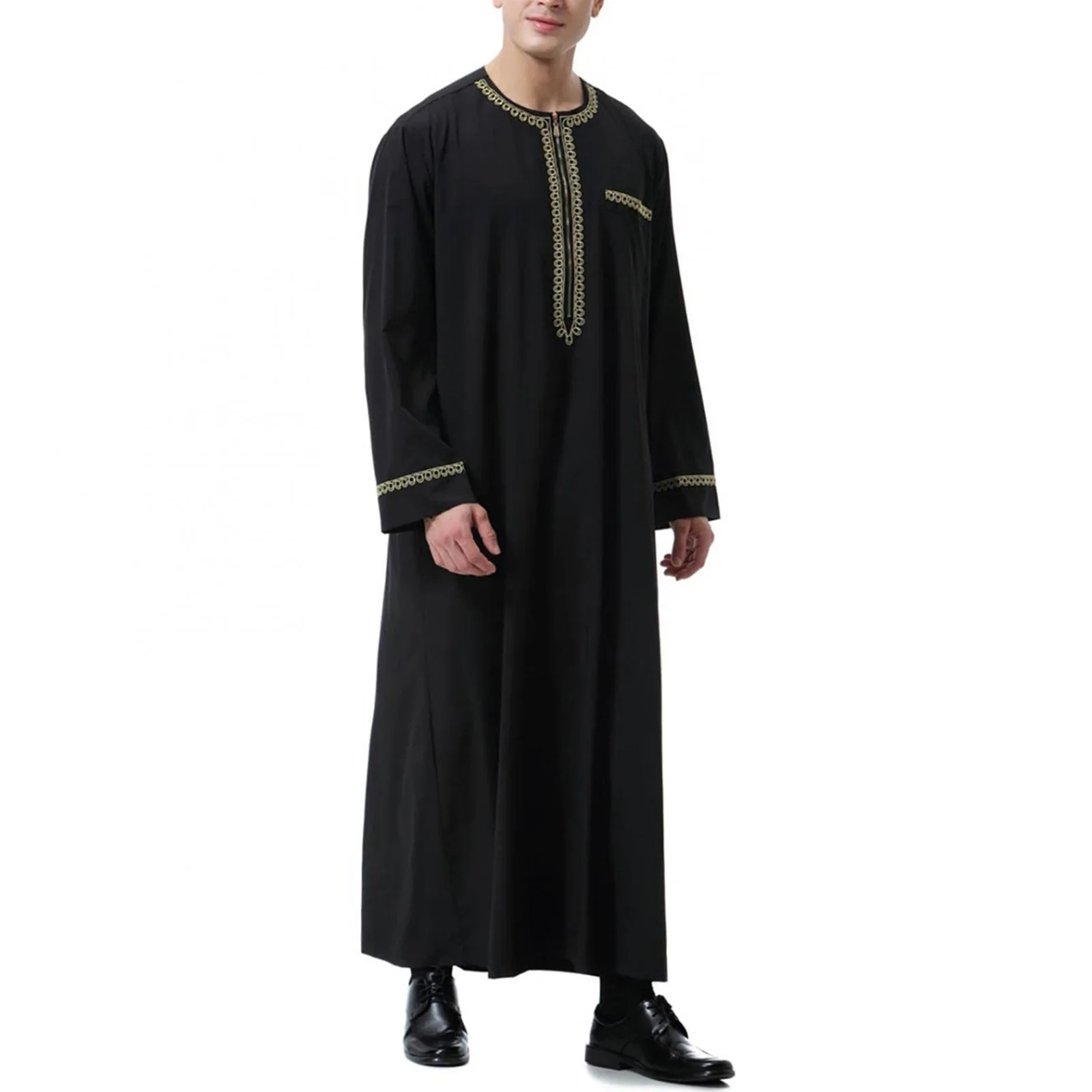 

2023 New Muslim Arab Robe Men's Round Neck Clothing