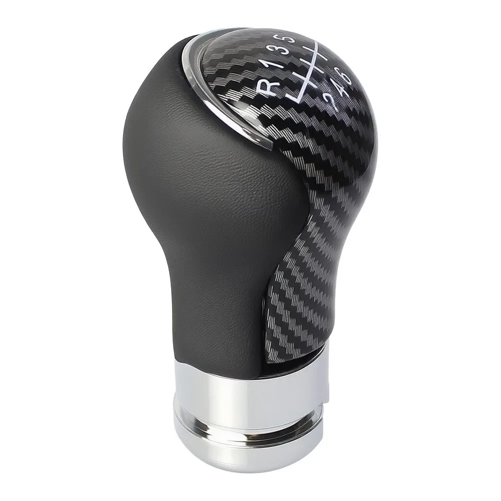 19mm Carbon Fiber Gear Knob Ergonomic Grip Design Sleek Black Finish For Daily Commuting For 6 Speed Manual Transmission