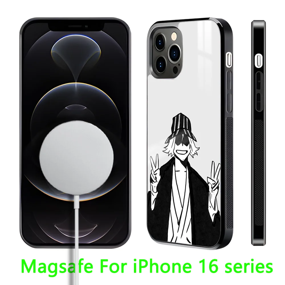 B-BLEACH Kisuke Urahara Phone Case For iPhone 16 15 14 13 12 11 Pro Max Plus Mini Magnetic Magsafe Wireless Charging Cover