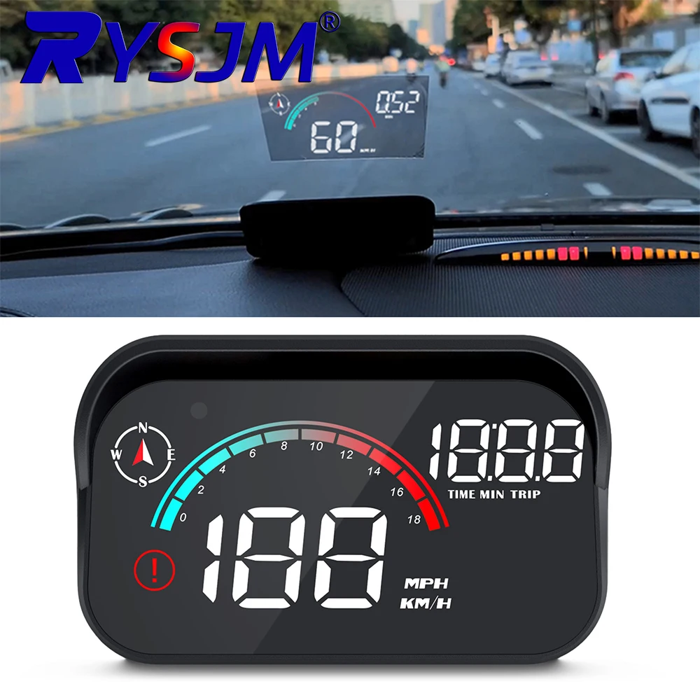 

Проекционный дисплей на лобовое стекло автомобиля M22, HUD-спидометр с GPS, указателем скорости (км/ч, миль/ч) и компасом, бортовой компьютер для всех автомобилей