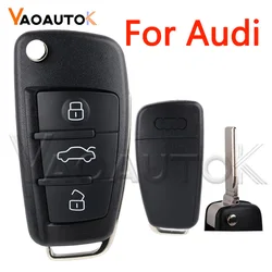 Flip Folding Car Key Shell For Audi Q7 B7 Q3 A3 TT A2 A8 A6 A6L A4 S5 C5 C6 B6 Replacement Flip Remote Car Key Case 3 Buttons