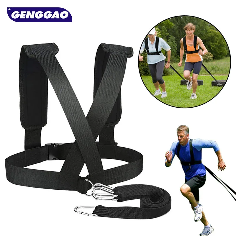 Resistance Bands Fitness Sled Harness Vest with Pad Shoulders Weight Pulling Strap Workout Aid Belt for Sprinting Football