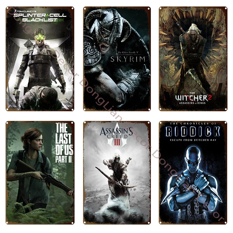 

Video Game Metal Tin Sign Posters and Prints Wall Art Home Pictures for Gamer Room Boys Room Living Room Bar Decoration