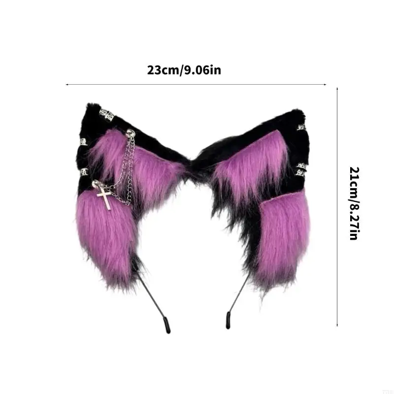 77HE Pelzige Tierohren-Kopfbedeckung für Kostümpartys für Erwachsene und Kinder