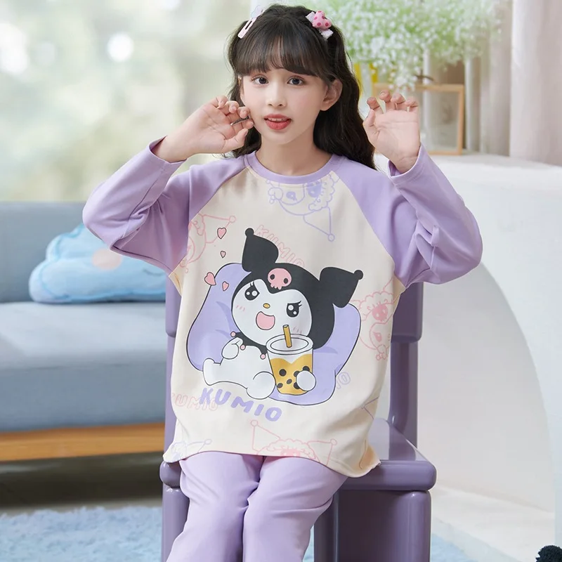 

Sanliou Kulomi 2025 New Children Pajamas Spring Autumn Season Korean Edition Cardigan Long Sleeve Thin Small Middle Home Clothes