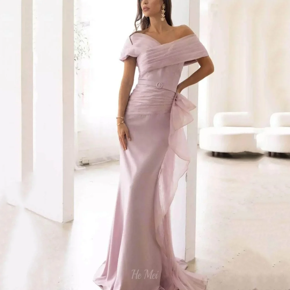 

Customized Prom Dresses Off Shoulder V Neck Evening Dress Elegant Simple Mermaid Party Gowns Vestidos De Novia